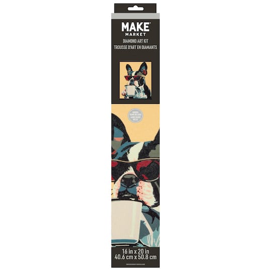 16" x 20" Cool Dog Diamond Art Kit with Wood Frame by Make Market®